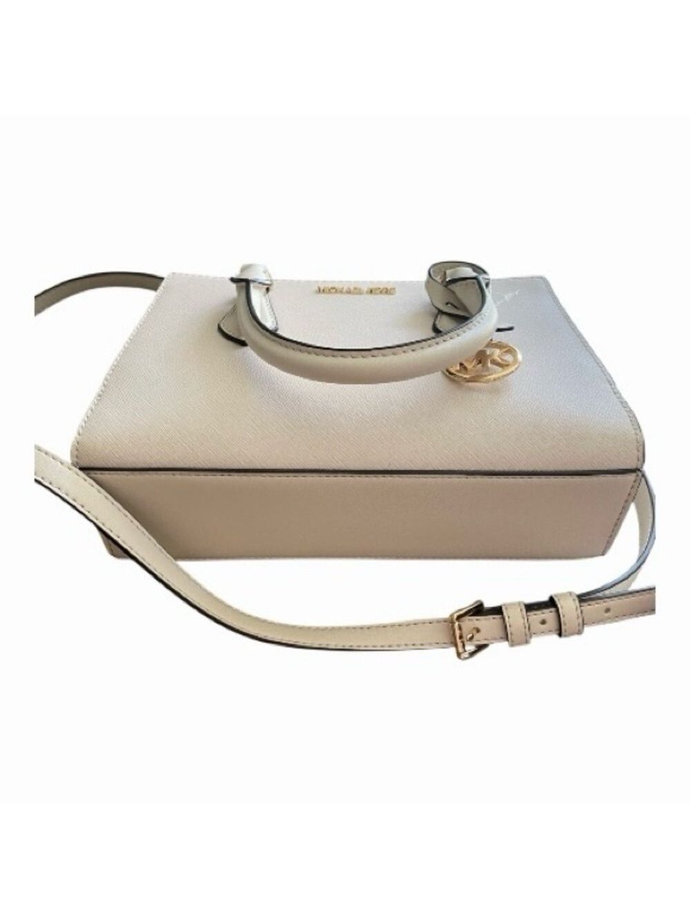 Michael Kors Light Cream Vegan Satchel Purse Handles Strap - Picture 6 of 9